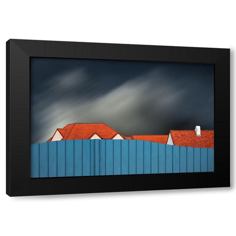 Living Behind The Fence Black Modern Wood Framed Art Print with Double Matting by Claes, Gilbert