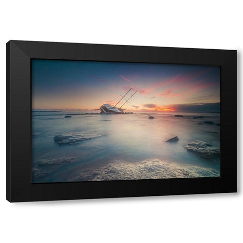 Adrift Black Modern Wood Framed Art Print by Atzori, Daniele