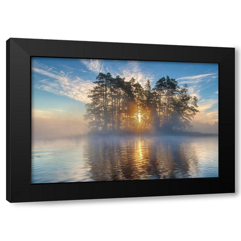 Morning Light Black Modern Wood Framed Art Print with Double Matting by Keller