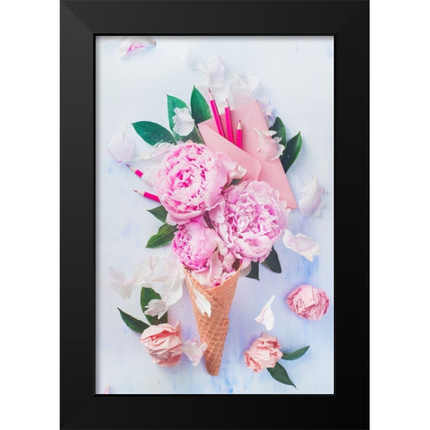 Sweet Letters Black Modern Wood Framed Art Print by Belenko, Dina