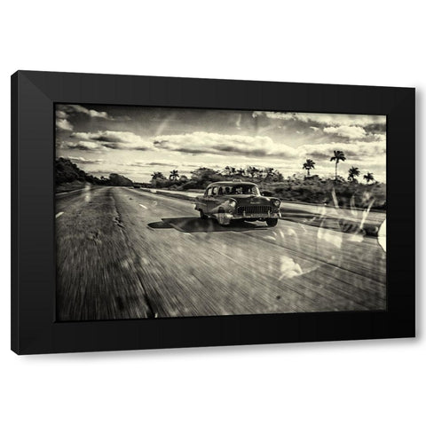 Taxi Havana Black Modern Wood Framed Art Print by Limbach, Marc