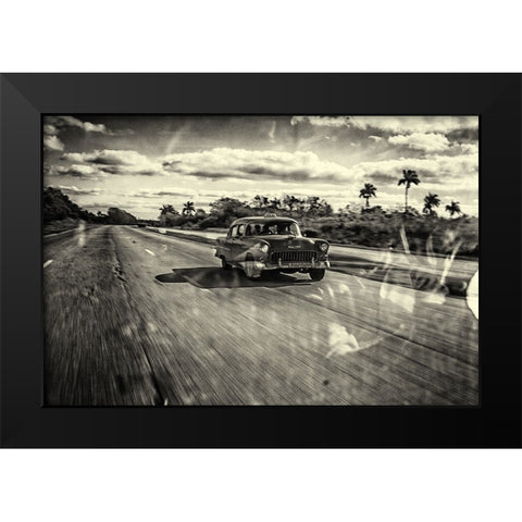 Taxi Havana Black Modern Wood Framed Art Print by Limbach, Marc
