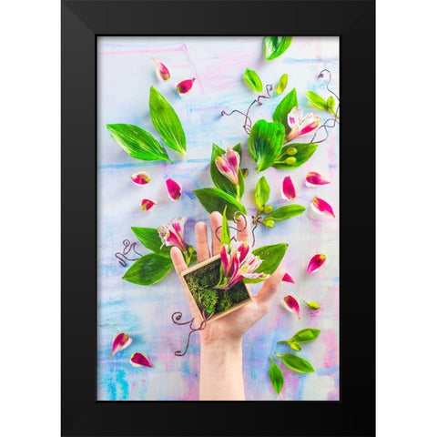 Hand Full Of Spring Black Modern Wood Framed Art Print by Belenko, Dina