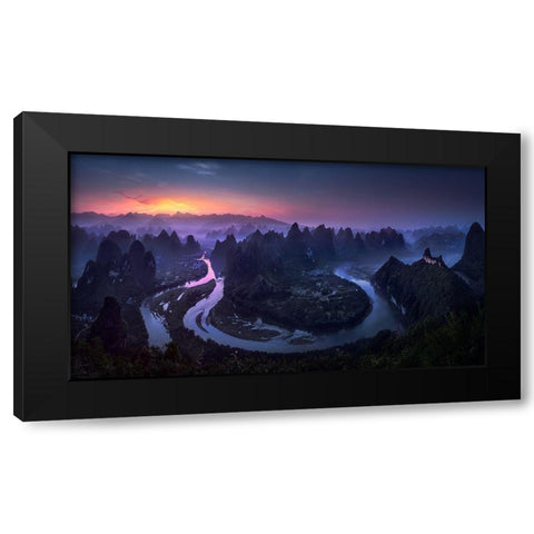 Good Morning From Damianshan - China Black Modern Wood Framed Art Print with Double Matting by M. Garcia, Jesus