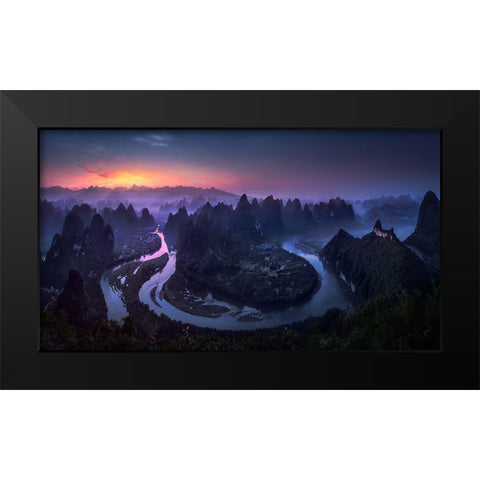 Good Morning From Damianshan - China Black Modern Wood Framed Art Print by M. Garcia, Jesus