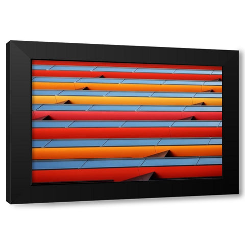 Colour Stripes Black Modern Wood Framed Art Print by Hawerkamp, Hans-Wolfgang