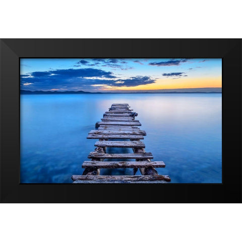 Pier Black Modern Wood Framed Art Print by Jubic, Srecko