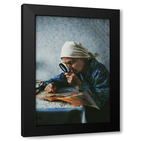 Grandmother Black Modern Wood Framed Art Print with Double Matting by Zhukova, Natalia