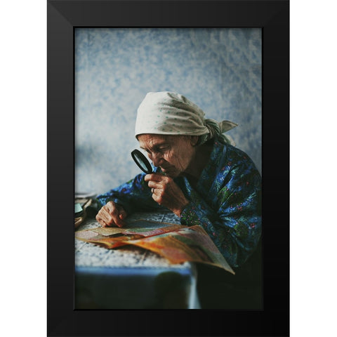 Grandmother Black Modern Wood Framed Art Print by Zhukova, Natalia