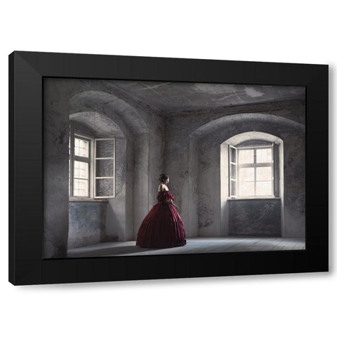 Red Gown Black Modern Wood Framed Art Print with Double Matting by Russocka, Magdalena