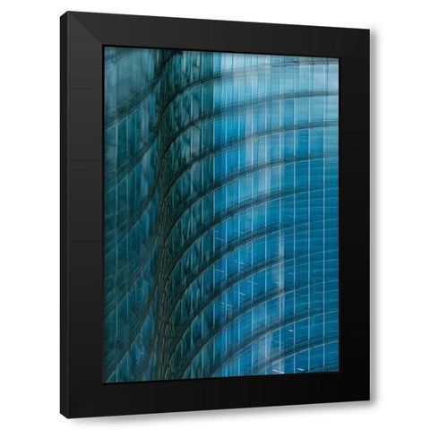 Fading Waves Black Modern Wood Framed Art Print with Double Matting by van Son, Greetje