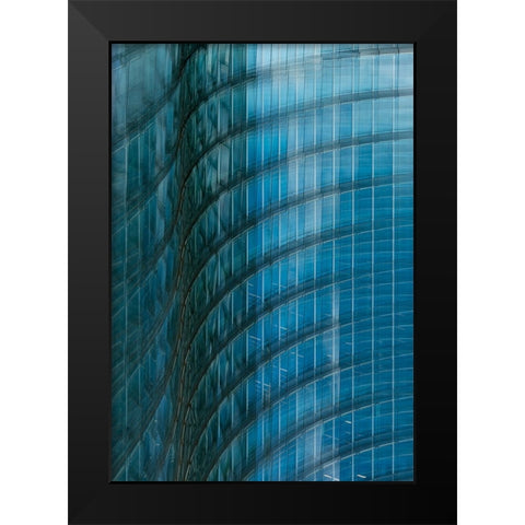 Fading Waves Black Modern Wood Framed Art Print by van Son, Greetje