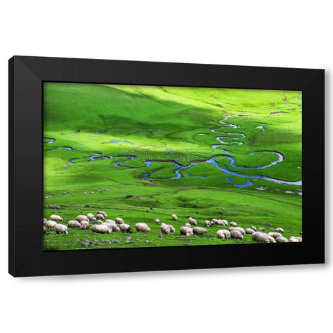 Plateau Black Modern Wood Framed Art Print with Double Matting by Uzumcu, Suleyman