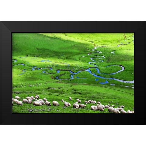 Plateau Black Modern Wood Framed Art Print by Uzumcu, Suleyman