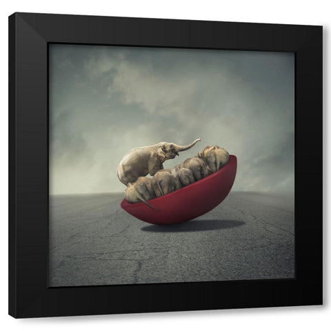 Life Is A Balance Black Modern Wood Framed Art Print with Double Matting by Hardibudi