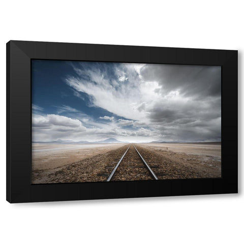 The Long Road Black Modern Wood Framed Art Print with Double Matting by Anton, Rostovskiy