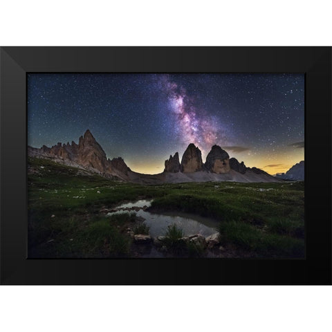 Tre Cime Di Lavaredo Black Modern Wood Framed Art Print by Krivec, Ales