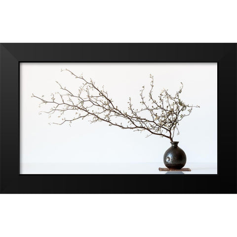 Vase And Branch Black Modern Wood Framed Art Print by Prbimages