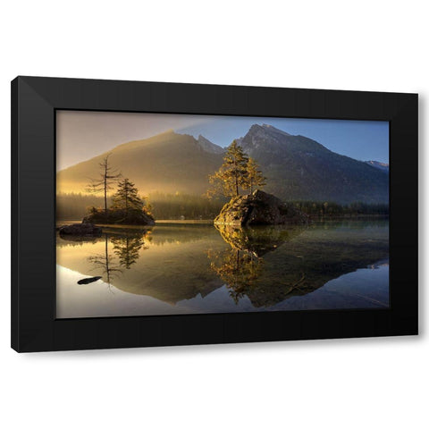 Golden Morning Black Modern Wood Framed Art Print by Keller