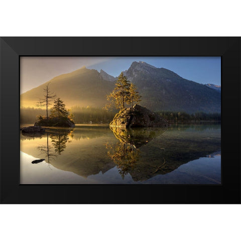 Golden Morning Black Modern Wood Framed Art Print by Keller