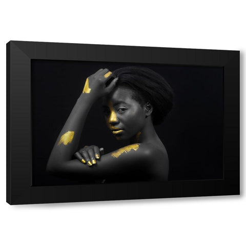 Breaking Through - Black And Gold 1 Black Modern Wood Framed Art Print by NSPD Studios