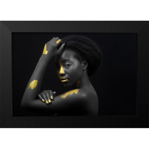 Breaking Through - Black And Gold 1 Black Modern Wood Framed Art Print by NSPD Studios