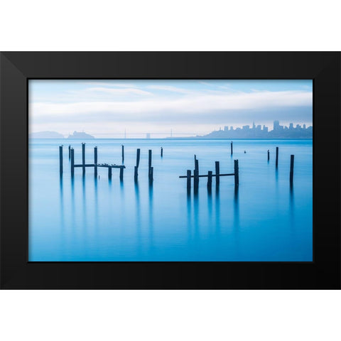 The Old Pier Of Sausalito Black Modern Wood Framed Art Print by Zhang, Jonathan