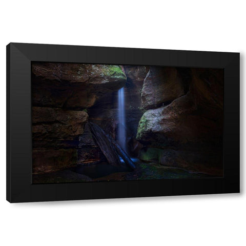 Blue Mountains Waterfall Black Modern Wood Framed Art Print by Zhang, Yan