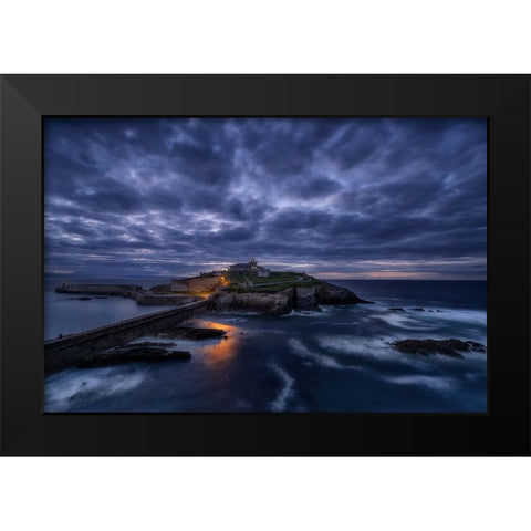 Ultimas Luces En El Faro Black Modern Wood Framed Art Print by Maseda Varela, Alfonso