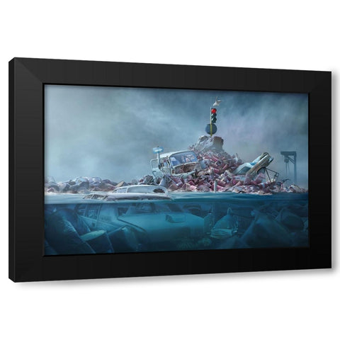 Destruction Of The Environment Black Modern Wood Framed Art Print with Double Matting by Almawash, Sulaiman