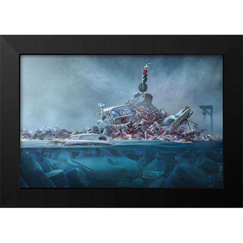 Destruction Of The Environment Black Modern Wood Framed Art Print by Almawash, Sulaiman