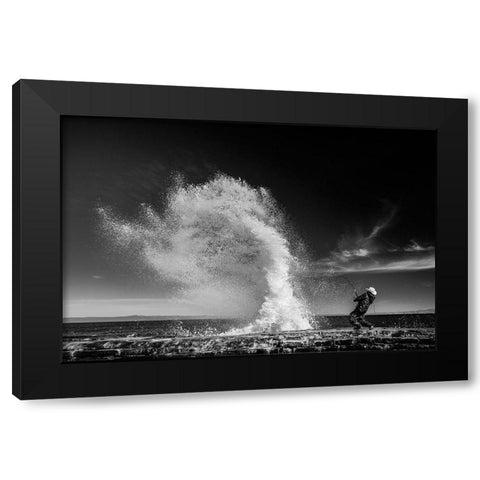 Extreme  Fishing Black Modern Wood Framed Art Print by Varasteh, Vahid