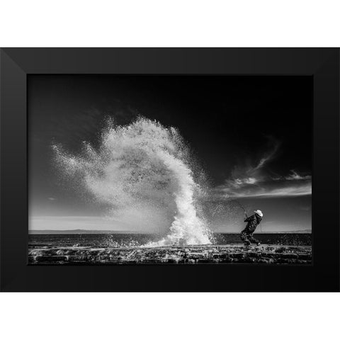 Extreme  Fishing Black Modern Wood Framed Art Print by Varasteh, Vahid