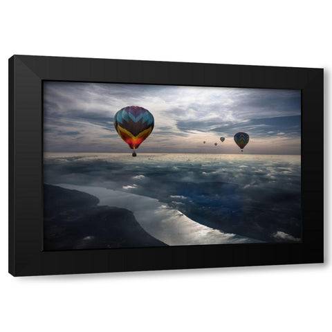 To Kiss The Sky Black Modern Wood Framed Art Print by Bonadio, Heather