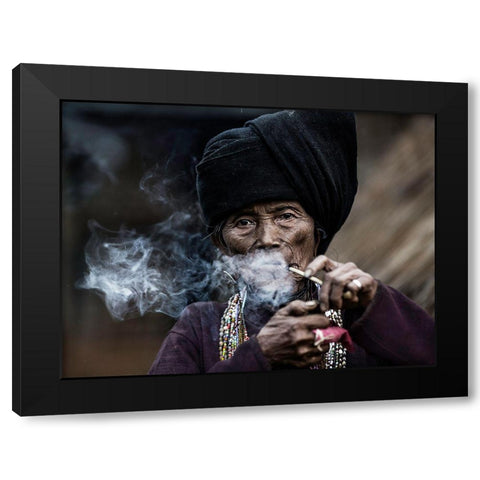 Smoking 2 Black Modern Wood Framed Art Print by Eichelberg, Amnon