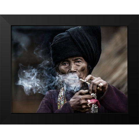 Smoking 2 Black Modern Wood Framed Art Print by Eichelberg, Amnon
