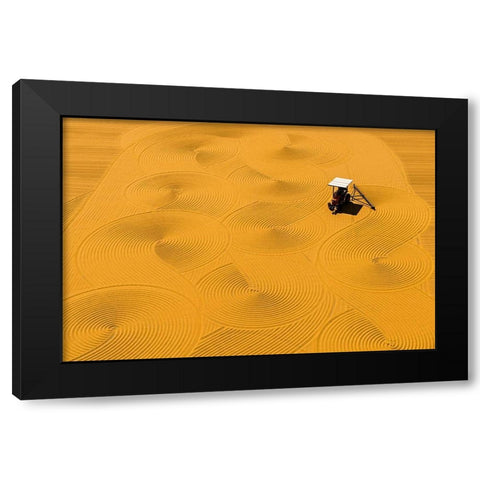 Bulgur Drying Black Modern Wood Framed Art Print by Karakaya, Melih