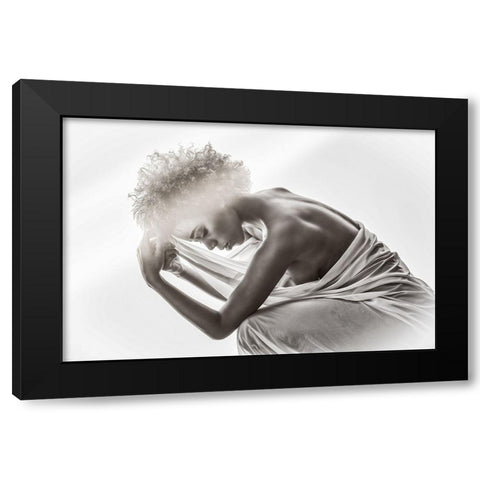 In Gedanken Black Modern Wood Framed Art Print with Double Matting by Bichler, Hubert