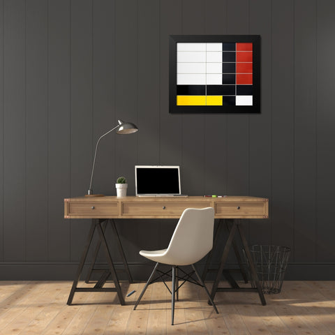 Mondriaan Facade Black Modern Wood Framed Art Print by Van Son, Greetje