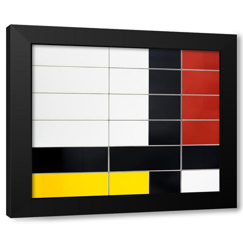 Mondriaan Facade Black Modern Wood Framed Art Print by Van Son, Greetje