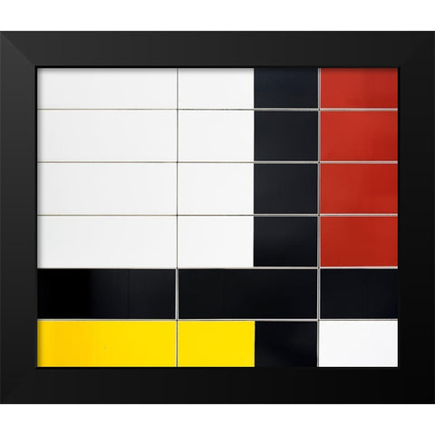 Mondriaan Facade Black Modern Wood Framed Art Print by Van Son, Greetje