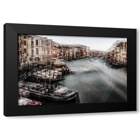 Venezia 1 Black Modern Wood Framed Art Print with Double Matting by Della Latta, Massimo