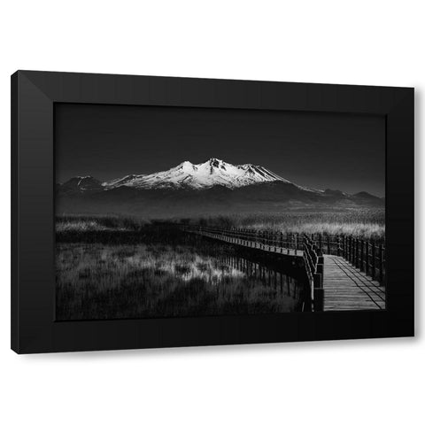 Road To Mountain Black Modern Wood Framed Art Print with Double Matting by Adnan Kalkan, Arda