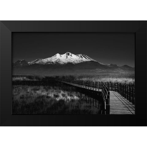 Road To Mountain Black Modern Wood Framed Art Print by Adnan Kalkan, Arda