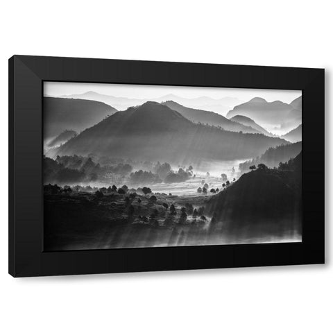 Misty Sea Of Clouds Black Modern Wood Framed Art Print with Double Matting by Chengzhou, Zhou