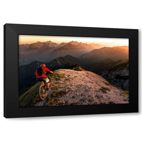 Riding Ridge Singletrack Black Modern Wood Framed Art Print with Double Matting by Bertoncelj, Sandi