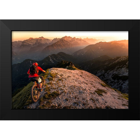 Riding Ridge Singletrack Black Modern Wood Framed Art Print by Bertoncelj, Sandi