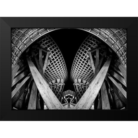 Twist Gate Black Modern Wood Framed Art Print by Tajima, Koji