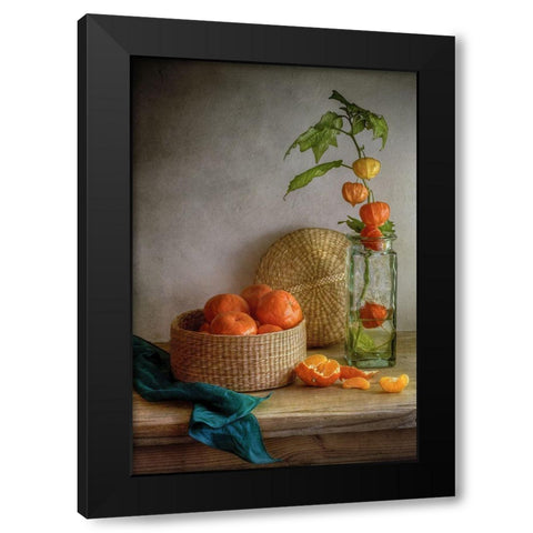 Still Life With Clementines Black Modern Wood Framed Art Print by Disher, Mandy