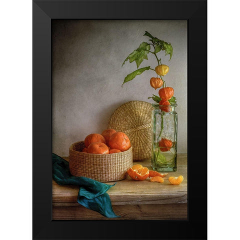 Still Life With Clementines Black Modern Wood Framed Art Print by Disher, Mandy